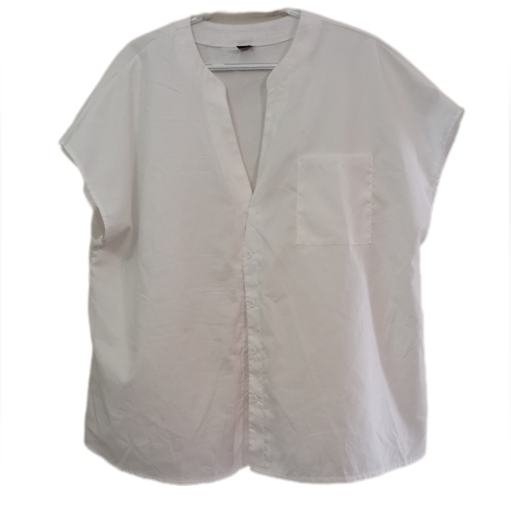 White Short Sleeve Button-Up Shirt